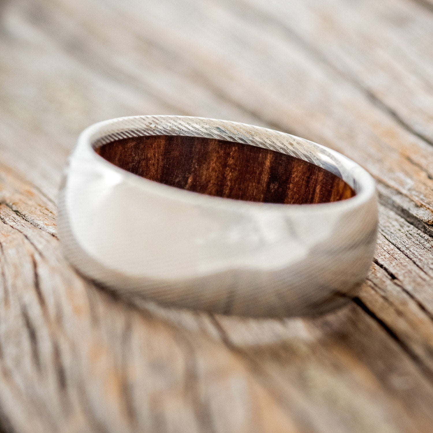 DOMED IRONWOOD LINED WEDDING RING-4