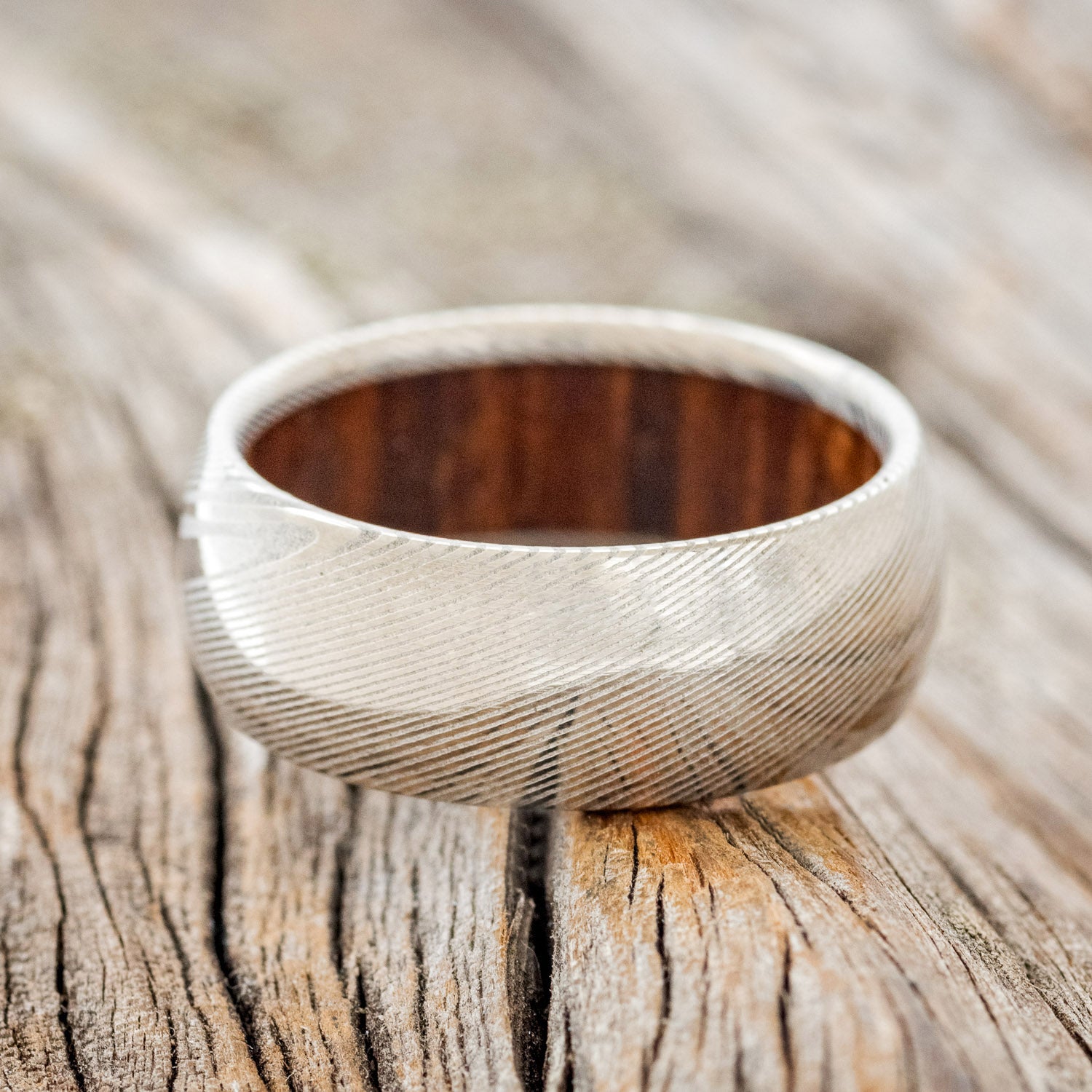 DOMED IRONWOOD LINED WEDDING RING-5