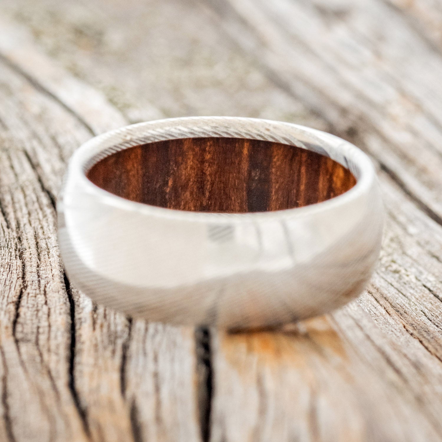 DOMED IRONWOOD LINED WEDDING RING-6