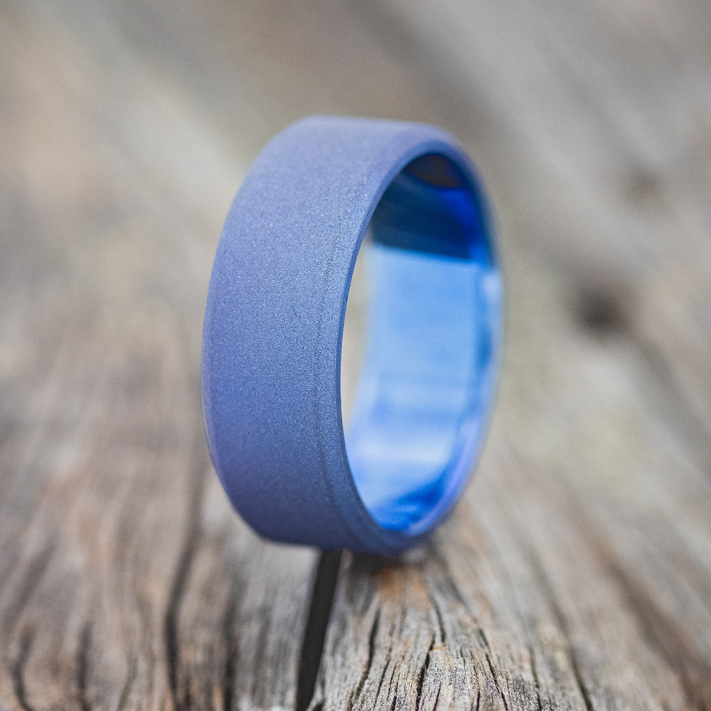 FIRE-TREATED TITANIUM WEDDING BAND WITH SANDBLASTED FINISH-4