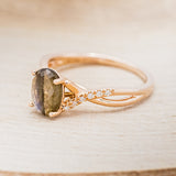 "ROSLYN" - OVAL LABRADORITE ENGAGEMENT RING WITH DIAMOND ACCENTS