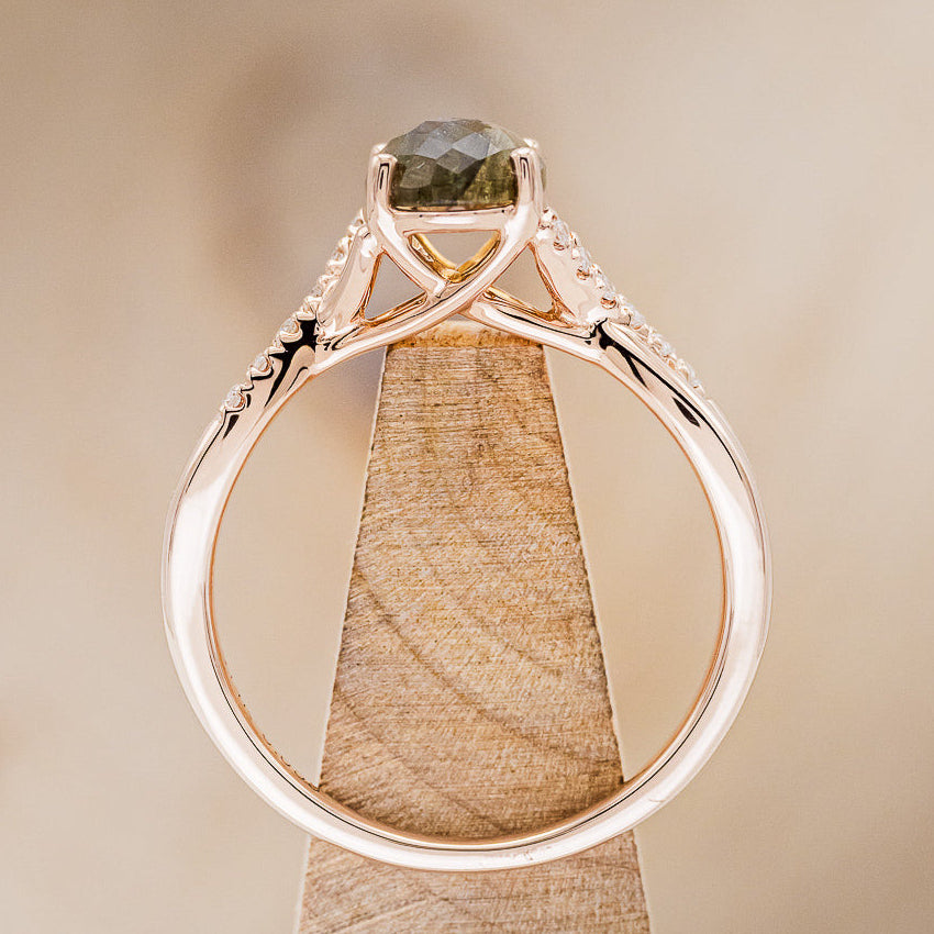 "ROSLYN" - OVAL LABRADORITE ENGAGEMENT RING WITH DIAMOND ACCENTS-6