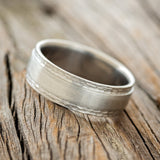 "SEDONA" - RAISED BRUSHED CENTER & HAMMERED EDGES WEDDING BAND - READY TO SHIP-2