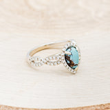 "BRIDGETTE" - PEAR-SHAPED TURQUOISE ENGAGEMENT RING WITH DIAMOND HALO & ACCENTS-2