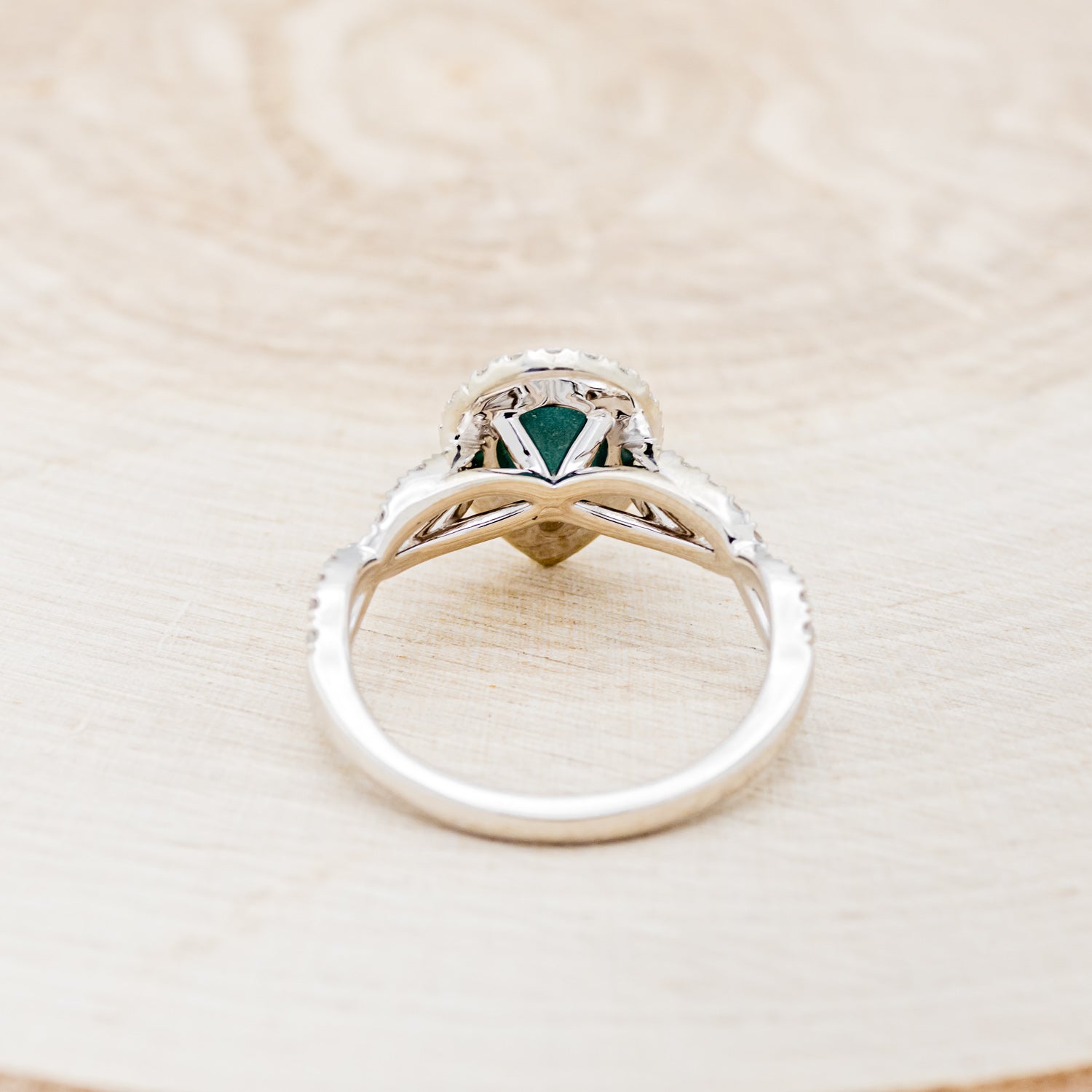 "BRIDGETTE" - PEAR-SHAPED TURQUOISE ENGAGEMENT RING WITH DIAMOND HALO & ACCENTS-6