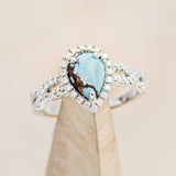 "BRIDGETTE" - PEAR-SHAPED TURQUOISE ENGAGEMENT RING WITH DIAMOND HALO & ACCENTS-1