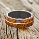 "GOLDEN" - IRONWOOD & 14K GOLD INLAY WEDDING RING-3