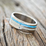 "COSMO" - TURQUOISE & FIRE AND ICE OPAL WEDDING RING-2