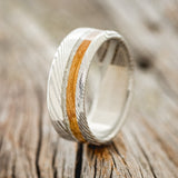 "CASTOR" - ELK TOOTH IVORY & WHISKEY BARREL OAK WEDDING BAND - READY TO SHIP-1