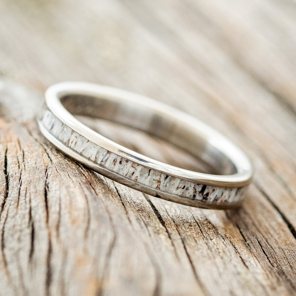 "RAINIER" - MATCHING SET OF ANTLER & IRONWOOD WEDDING BANDS-5