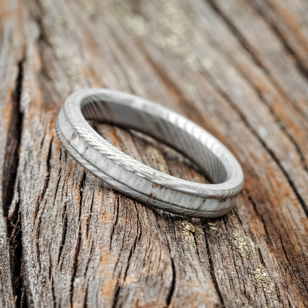 "RAINIER" - MATCHING SET OF ANTLER WEDDING BANDS-12