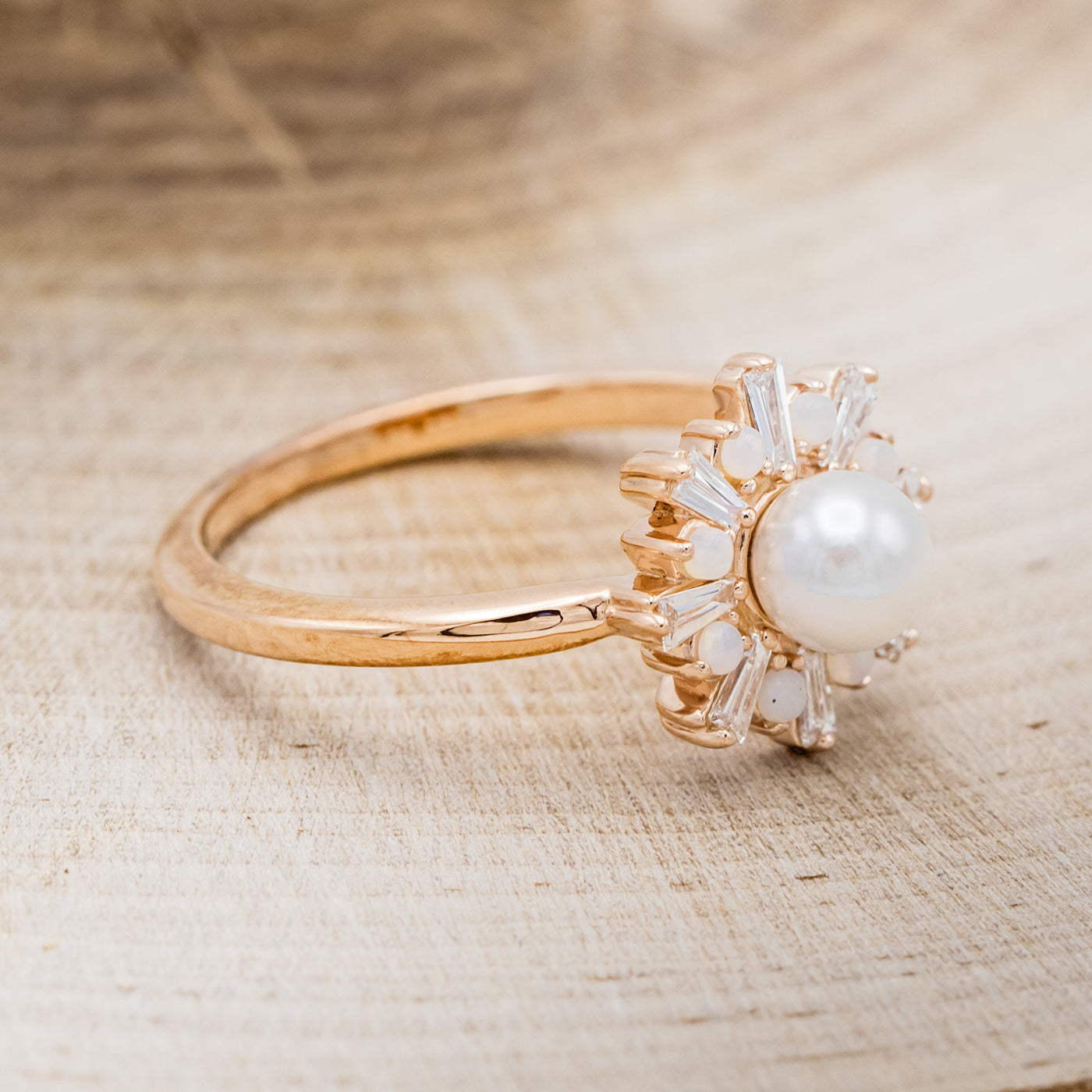 Pearl diamond halo ring outlet