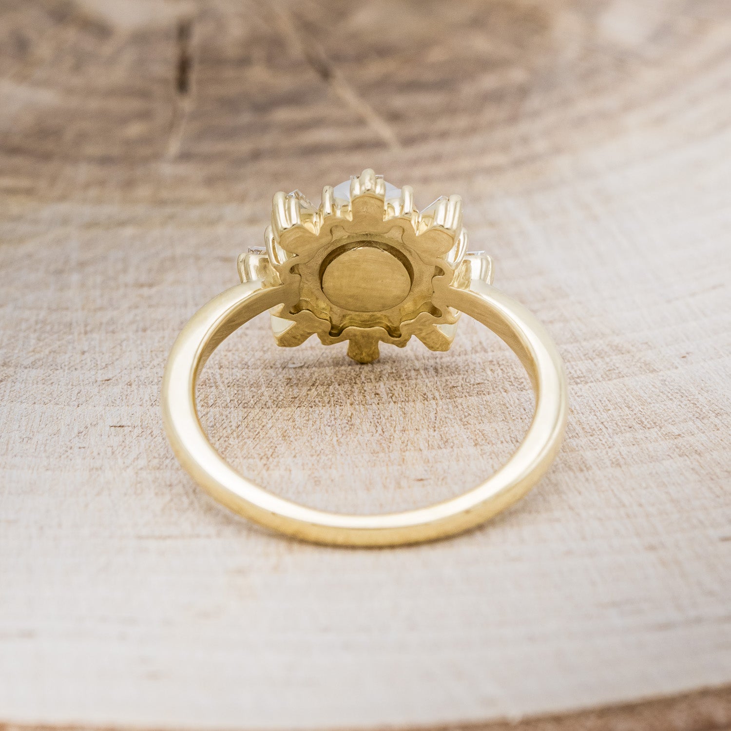 "DOROTHEA" - WHITE AKOYA PEARL ENGAGEMENT RING WITH DIAMOND & OPAL ACCENTS-6