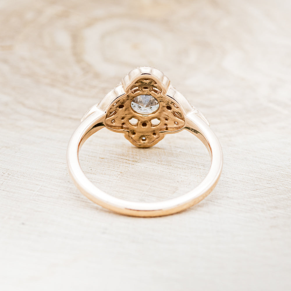 "FLORENCE" - ROUND CUT SALT & PEPPER DIAMOND ENGAGEMENT RING WITH DIAMOND ACCENTS-5