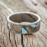 "RAINIER" - BUCKEYE BURL & TURQUOISE WEDDING BAND - READY TO SHIP-9