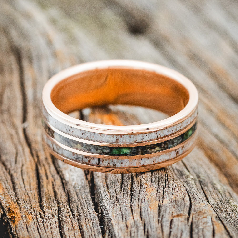 "RIO" - CAMO & ELK ANTLER WEDDING BAND-12