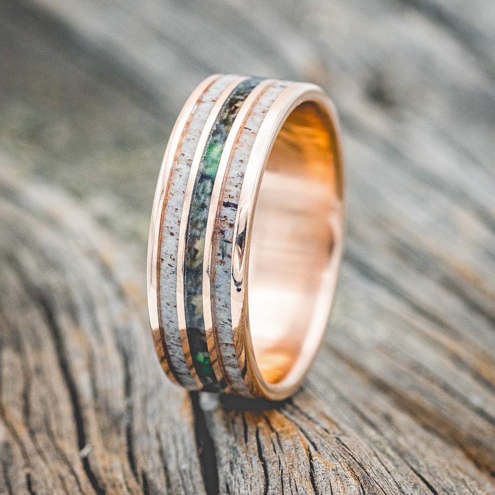 "RIO" - CAMO & ELK ANTLER WEDDING BAND-10