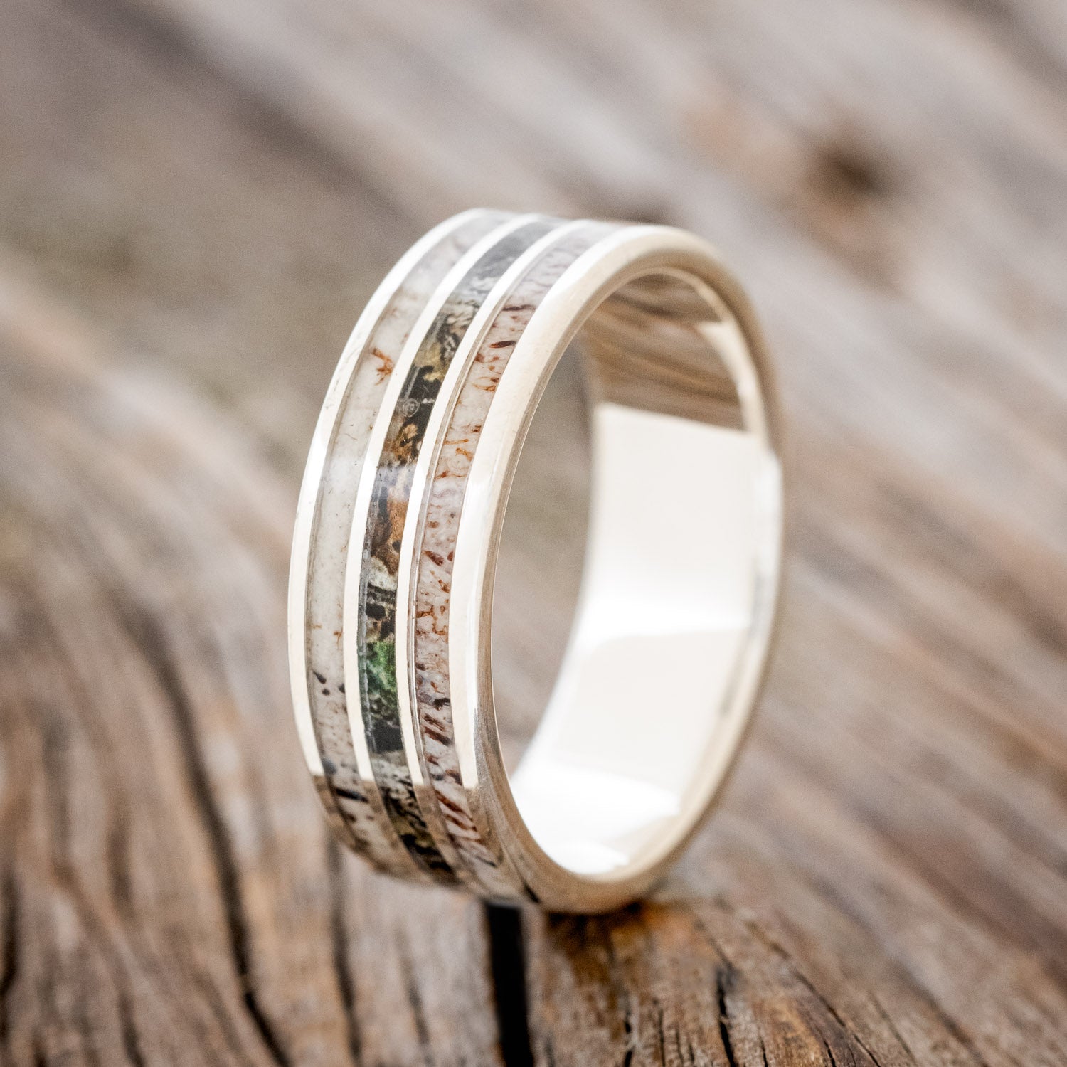 "RIO" - CAMO & ELK ANTLER WEDDING BAND-7