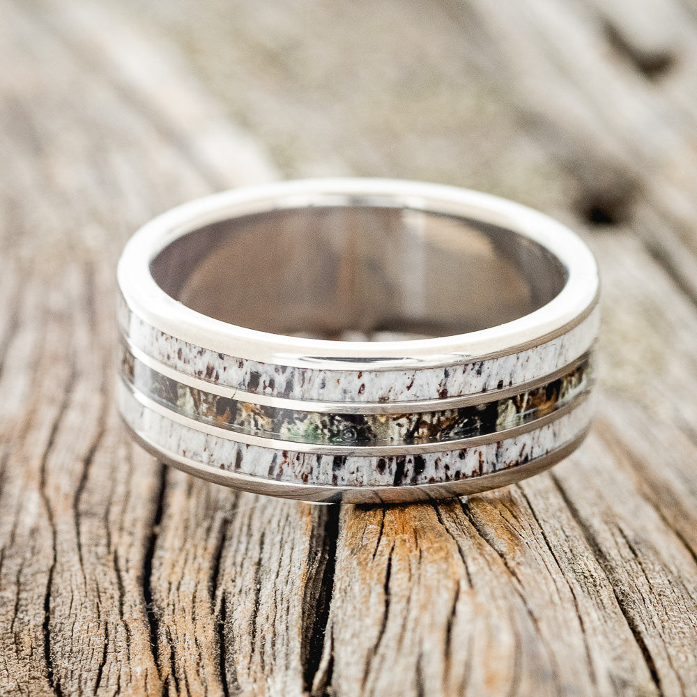 "RIO" - CAMO & ELK ANTLER WEDDING BAND-3