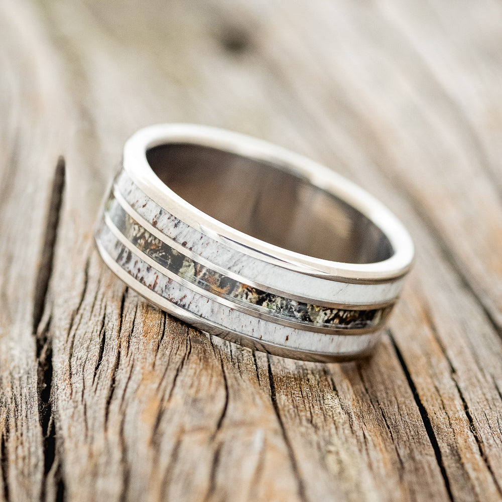 "RIO" - CAMO & ELK ANTLER WEDDING BAND-2