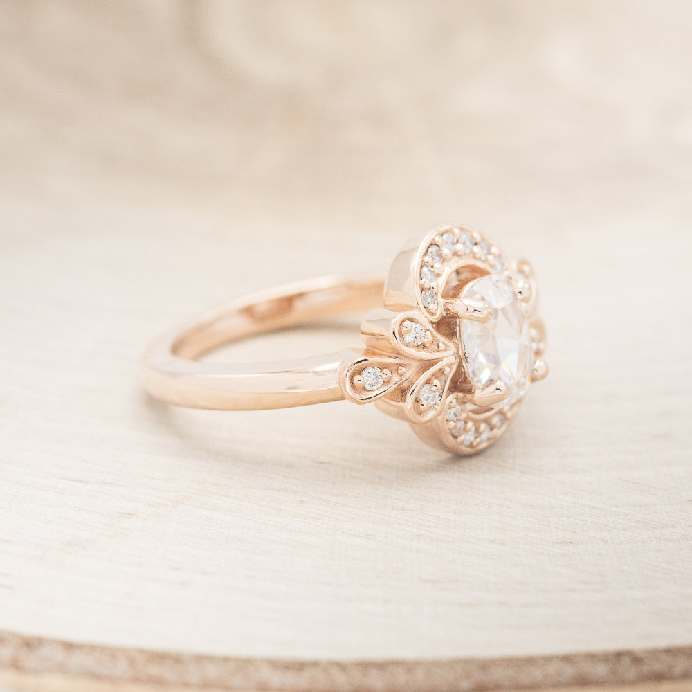 "NORA" - OVAL MOISSANITE ENGAGEMENT RING SET WITH DIAMOND ACCENTS-7