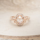 "NORA" - OVAL MOISSANITE ENGAGEMENT RING SET WITH DIAMOND ACCENTS