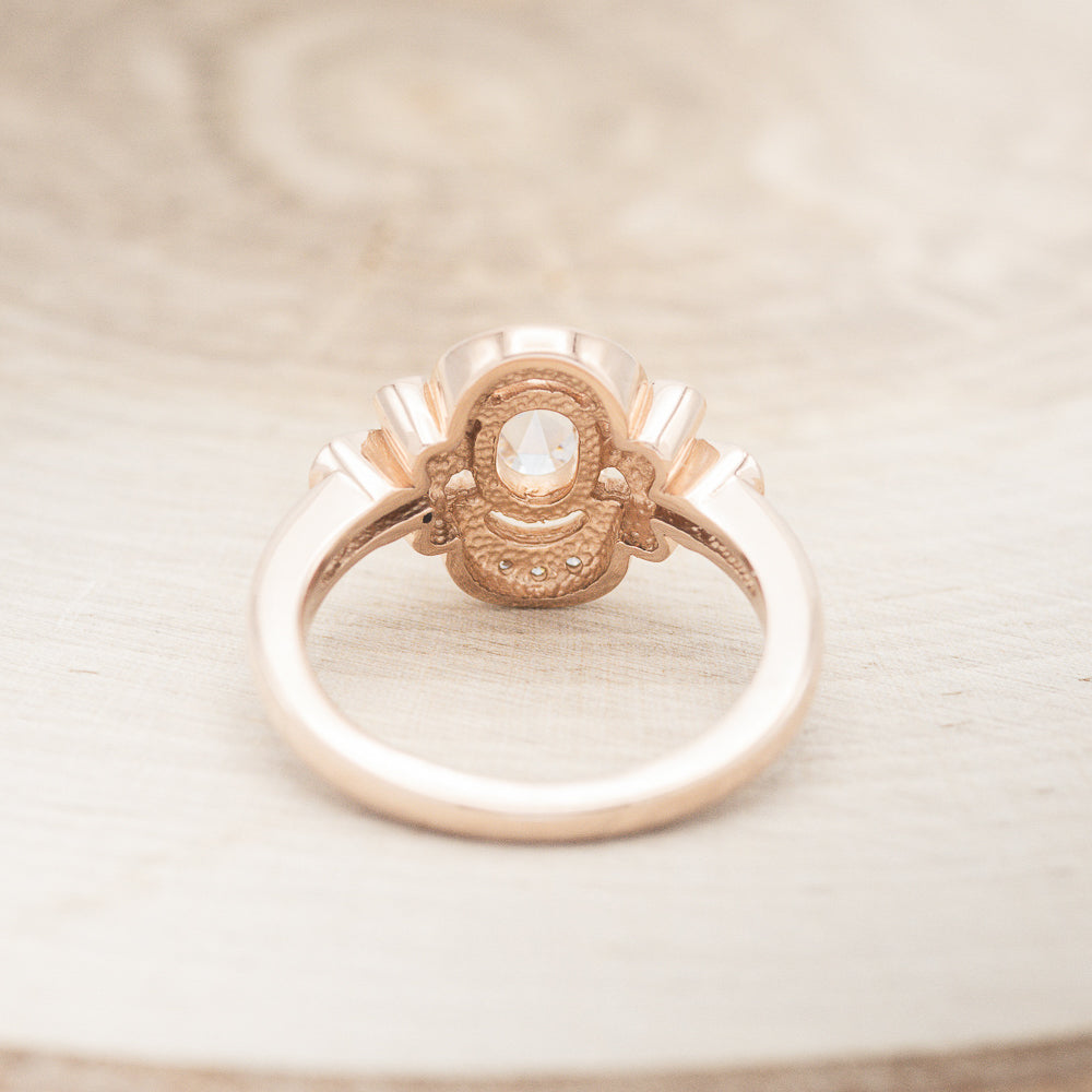 "NORA" - OVAL MOISSANITE ENGAGEMENT RING SET WITH DIAMOND ACCENTS-11