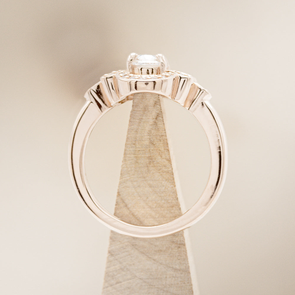 "NORA" - OVAL MOISSANITE ENGAGEMENT RING SET WITH DIAMOND ACCENTS-10