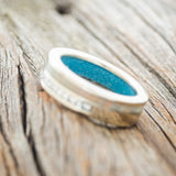 "MEMPHIS" - DIAMONDS & FIRE AND ICE OPAL WEDDING BAND FEATURING A TURQUOISE LINED 14K GOLD BAND-4