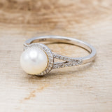 "AURA" - BIRTHSTONE RING WITH A PEARL CENTER STONE & DIAMOND ACCENTS-3