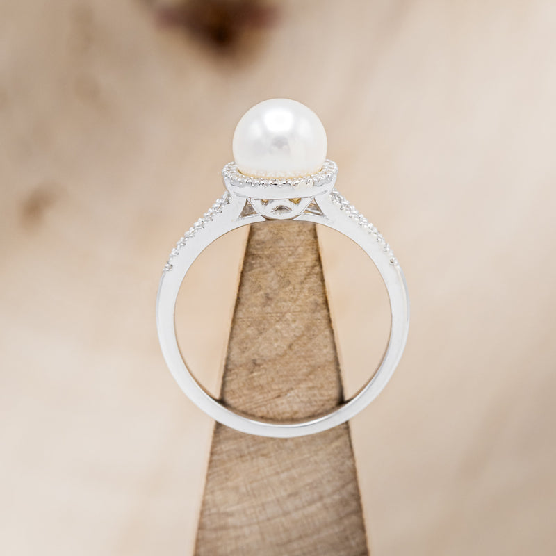 "AURA" - BIRTHSTONE RING WITH A PEARL CENTER STONE & DIAMOND ACCENTS-5