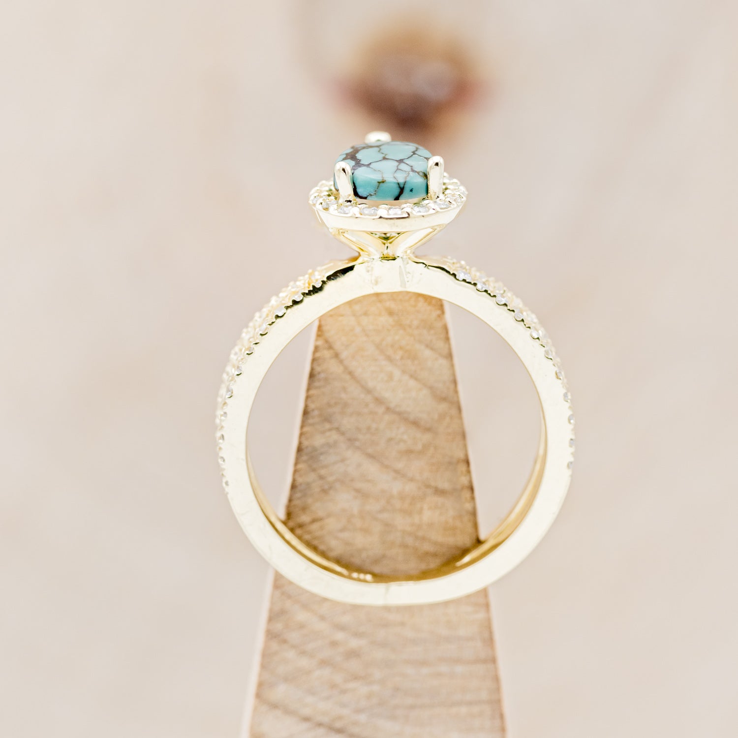 "NALA" - PEAR-SHAPED TURQUOISE ENGAGEMENT RING WITH DIAMOND HALO & ACCENTS-5