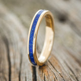 "RIO" - MATCHING SET OF MOTHER OF PEARL & LAPIS LAZULI WEDDING RINGS FEATURING 14K GOLD BANDS-3