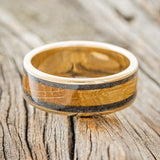 "HOLLIS" - WHISKEY BARREL OAK & JET STONE WEDDING RING FEATURING A 14K GOLD BAND-3