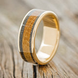 "HOLLIS" - WHISKEY BARREL OAK & JET STONE WEDDING RING FEATURING A 14K GOLD BAND-1