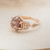 "LUCY IN THE SKY" - ROUND CUT OREGON SUNSTONE ENGAGEMENT RING WITH DIAMOND ACCENTS & FIRE AND ICE OPAL INLAYS-3