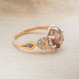 "LUCY IN THE SKY" - ROUND CUT OREGON SUNSTONE ENGAGEMENT RING WITH DIAMOND ACCENTS & FIRE AND ICE OPAL INLAYS-2