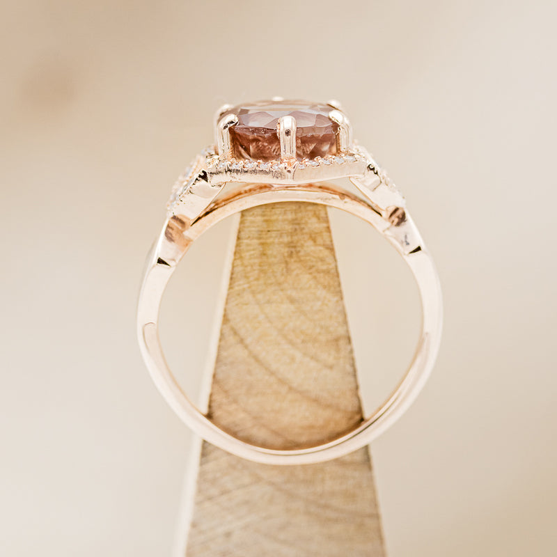 "LUCY IN THE SKY" - ROUND CUT OREGON SUNSTONE ENGAGEMENT RING WITH DIAMOND ACCENTS & FIRE AND ICE OPAL INLAYS-5