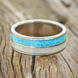 "DYAD" - FIRE AND ICE OPAL & TURQUOISE WEDDING BAND