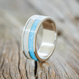 "DYAD" - FIRE AND ICE OPAL & TURQUOISE WEDDING BAND - READY TO SHIP-1