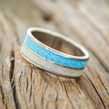 "DYAD" - FIRE AND ICE OPAL & TURQUOISE WEDDING BAND - READY TO SHIP-2