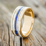 "RIO" - MOTHER OF PEARL & LAPIS LAZULI WEDDING RING FEATURING A 14K GOLD BAND-1