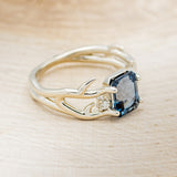 "ARTEMIS" - EMERALD CUT LONDON BLUE TOPAZ ENGAGEMENT RING WITH DIAMOND ACCENTS