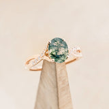 "ROSLYN" - OVAL MOSS AGATE ENGAGEMENT RING WITH DIAMOND ACCENTS (Payment two)