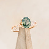 "ROSLYN" - OVAL MOSS AGATE ENGAGEMENT RING WITH DIAMOND ACCENTS (Payment one)