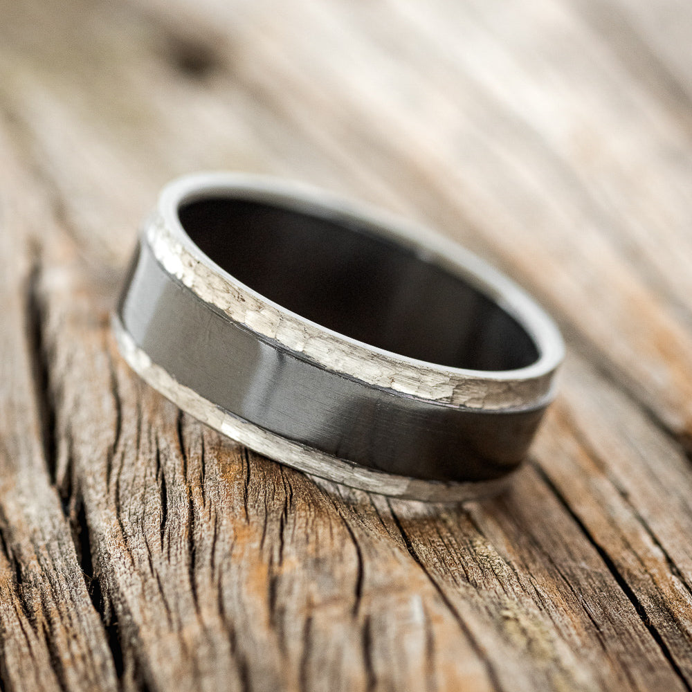 "SEDONA" - FIRE-TREATED BLACK ZIRCONIUM WITH HAMMERED EDGES - READY TO SHIP-2