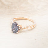"ROSLYN" - OVAL LAB-GROWN ALEXANDRITE ENGAGEMENT RING WITH DIAMOND ACCENTS