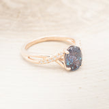 "ROSLYN" - OVAL LAB-GROWN ALEXANDRITE ENGAGEMENT RING WITH DIAMOND ACCENTS - READY TO SHIP