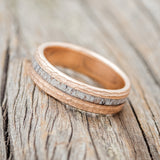 "VERTIGO" - MATCHING SET OF ELK ANTLER WEDDING BANDS WITH HAMMERED FINISH-5