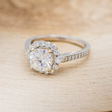 "OPHELIA" - CUSHION CUT MOISSANITE ENGAGEMENT RING WITH "STELLA" STACKING BAND-6